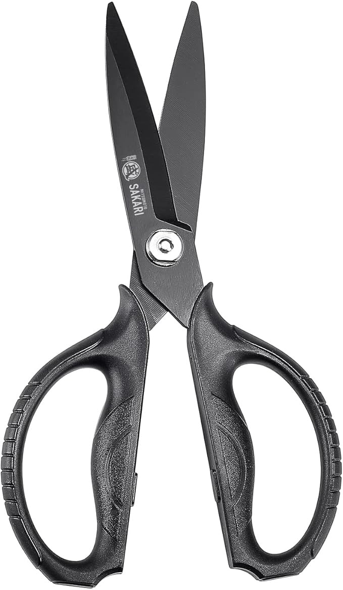 MITSUMOTO SAKARI Japanese Kitchen Scissors, All Purpose, Black Titanium Plated Heavy Duty, Multip... | Amazon (US)