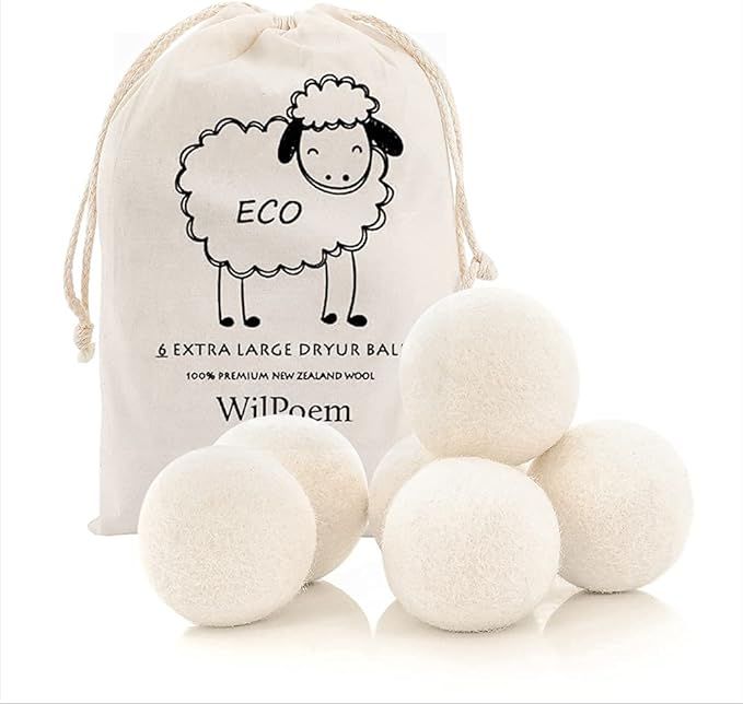 WilPoem New Zealand Nature Wool Dryer Balls - Fabric Softener Ball for Sensitive Skin - Helps Pre... | Amazon (US)