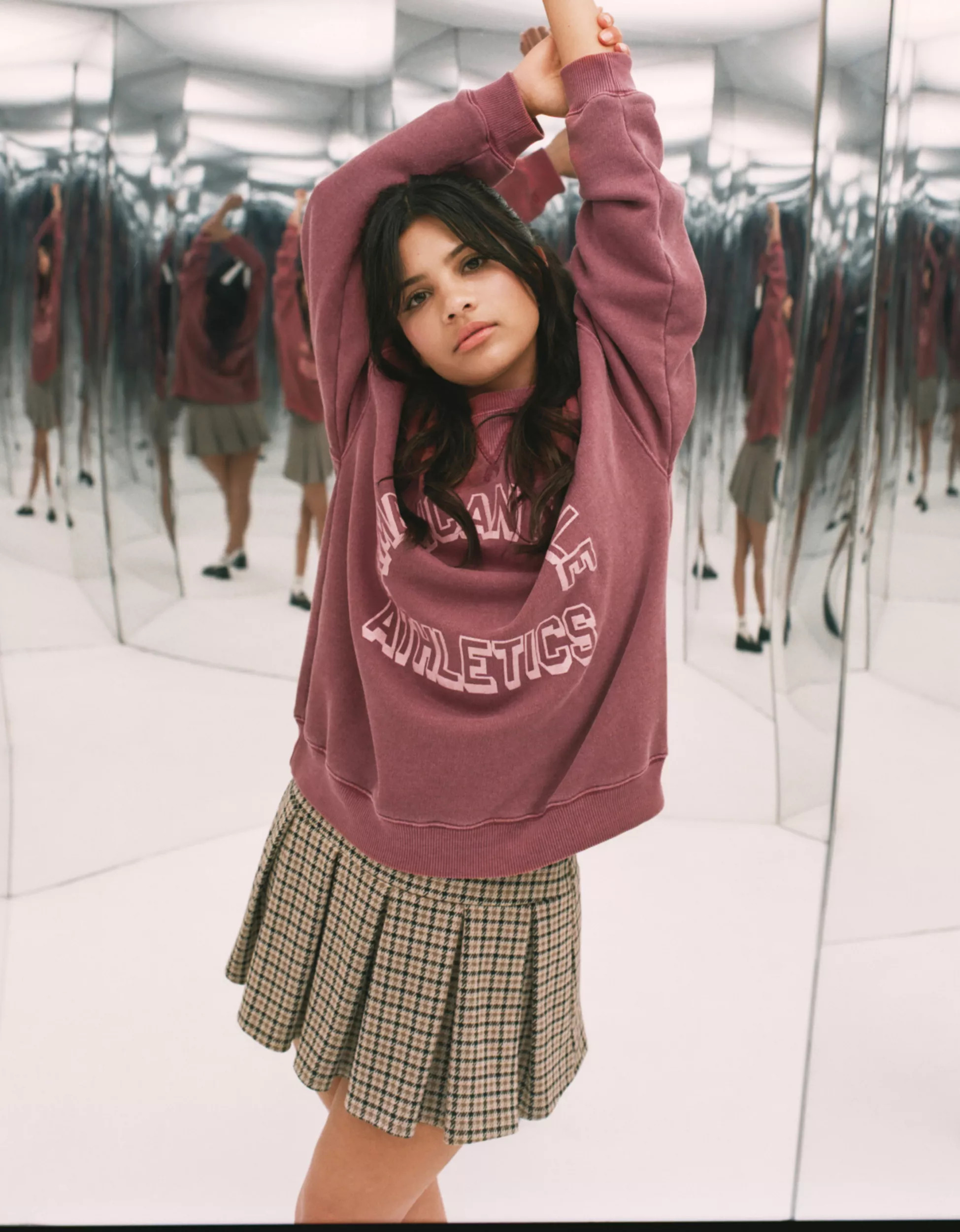 AE Pleated It Knit Plaid Skort | American Eagle Outfitters (US & CA)