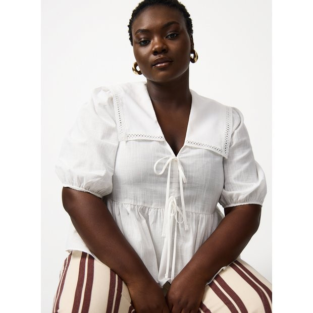 Buy White Lace Trim Detail Half Sleeve Blouse 12 | Blouses | Tu | Tu Clothing