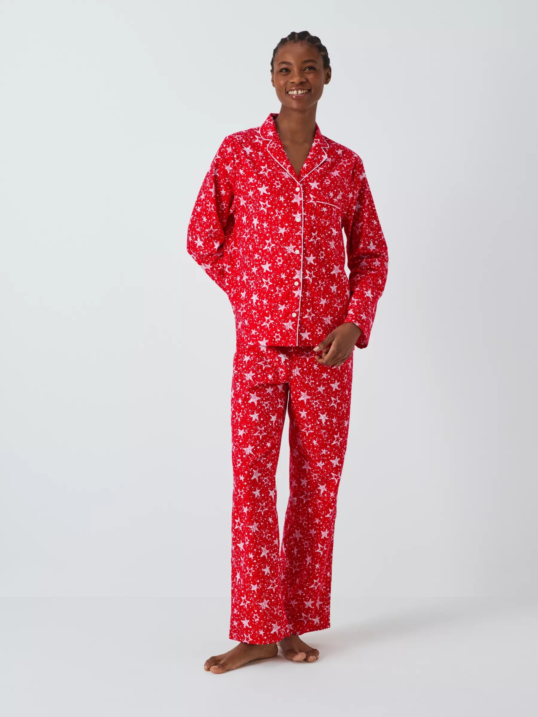 John Lewis Family Star Shirt Pyjama Set, Red | John Lewis (UK)