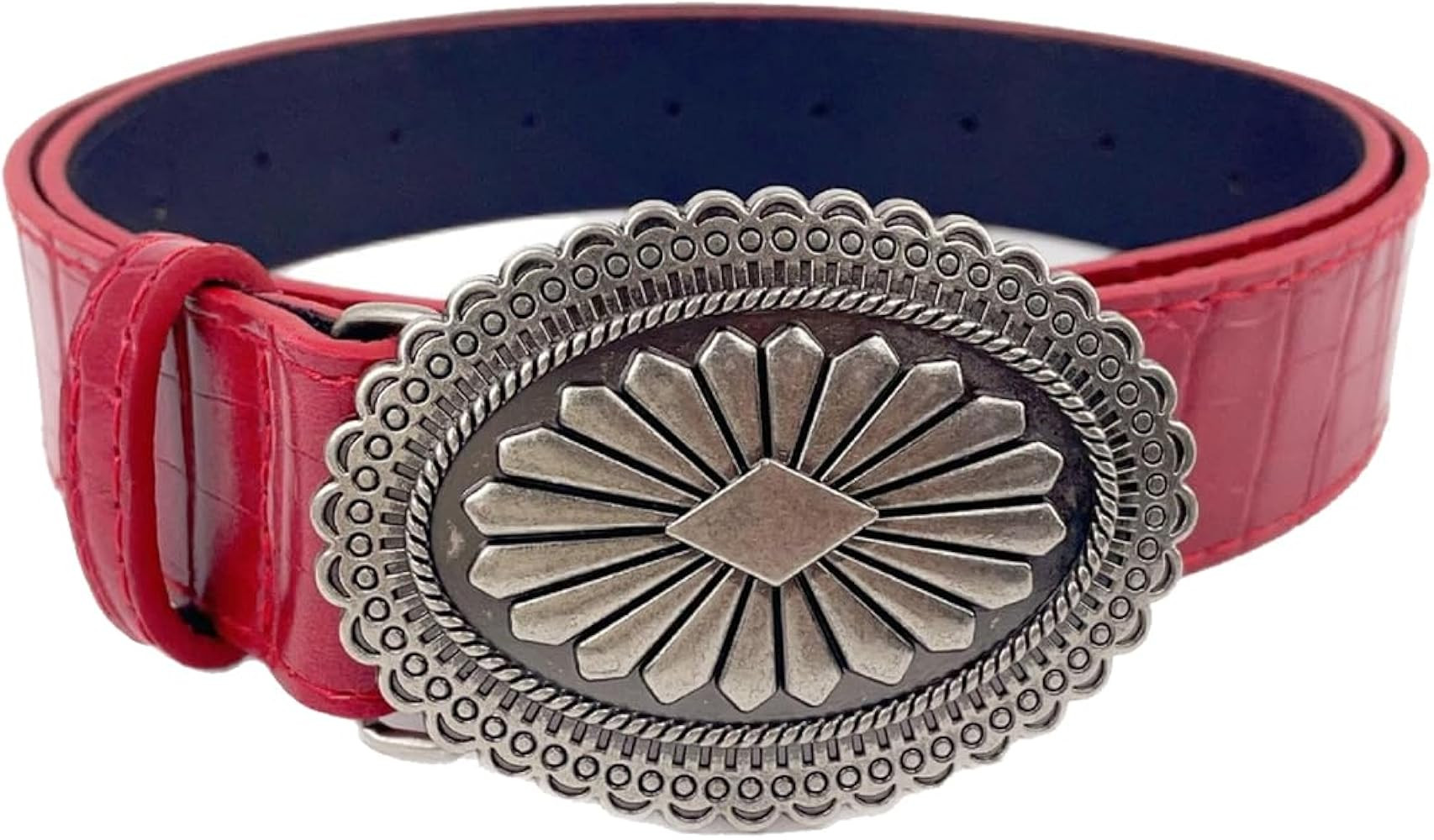 Red Leather Belt for Women, Western Cowgirls Belts Ladies Y2K Country Waist Belt for Pants Jeans ... | Amazon (US)