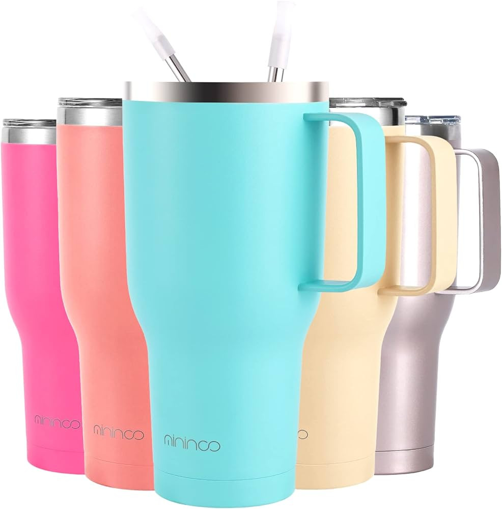 mininoo 40 oz Tumbler with Handle and Straw, Insulated Tumbler with Handle Leak Proof, Large Tumb... | Amazon (US)