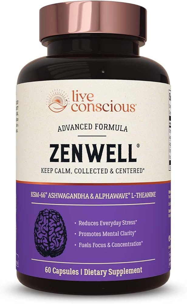 Live Conscious KSM-66 Ashwagandha Supplement w/L Theanine & AlphaWave - ZenWell Everyday Stress R... | Amazon (US)