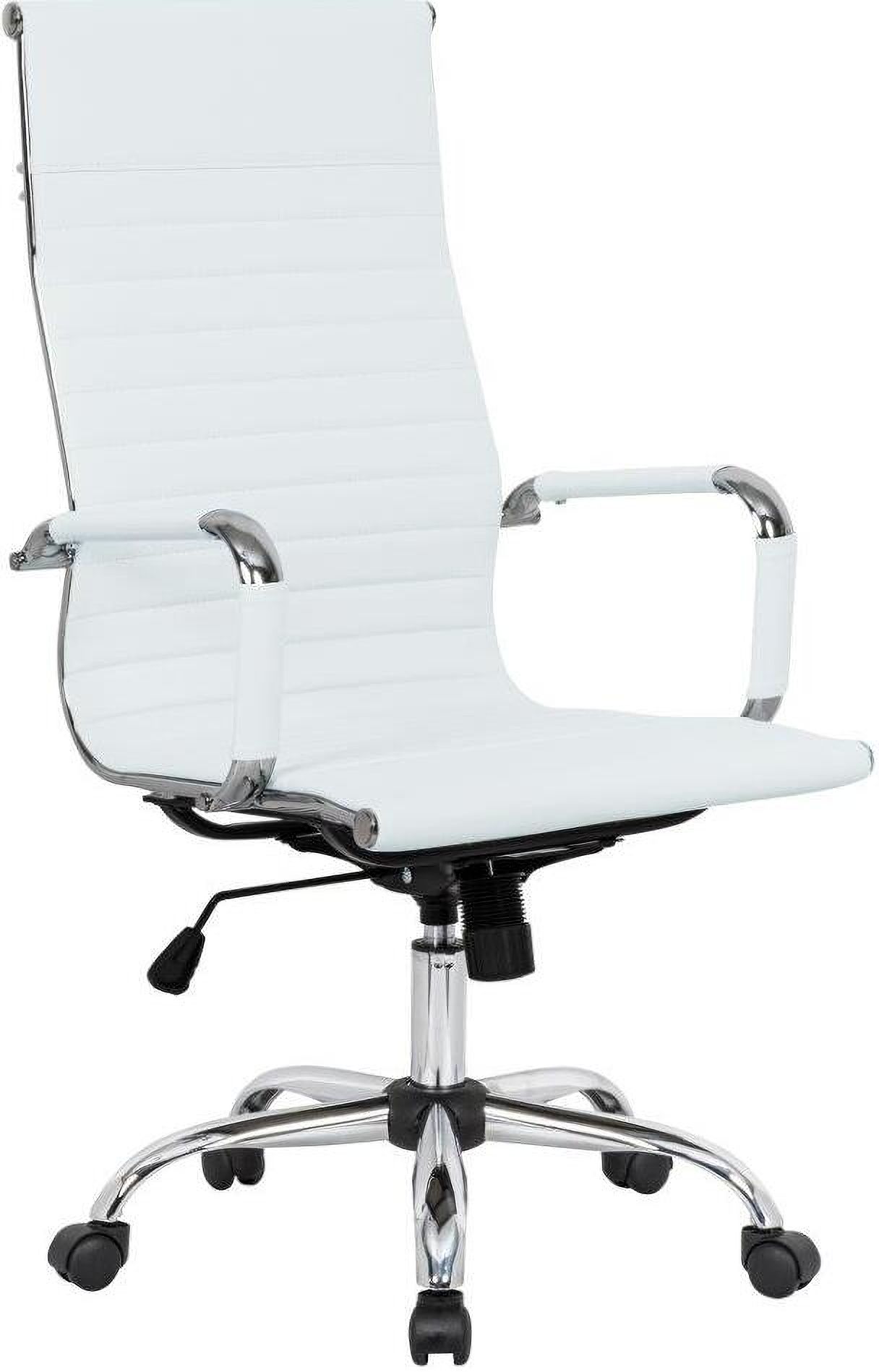 LeisureMod Harris White Leatherette High Back Office Chair | 1stopbedrooms