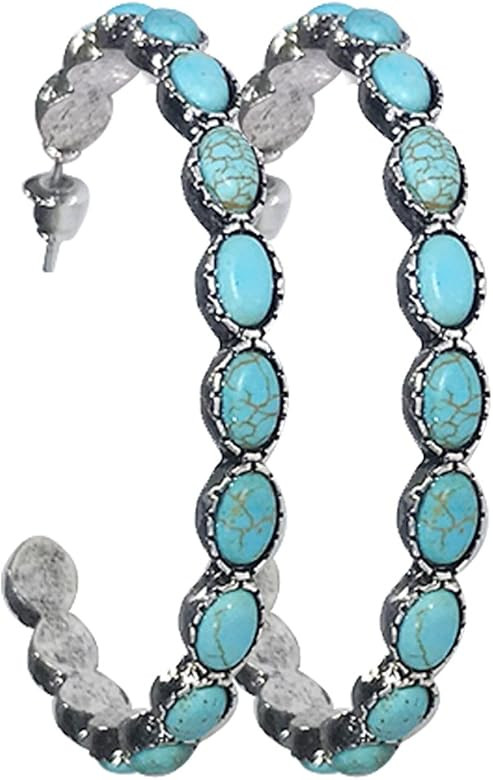 Turquoise Bohemian Metal Hoop Fashion Earring No.195 | Amazon (US)