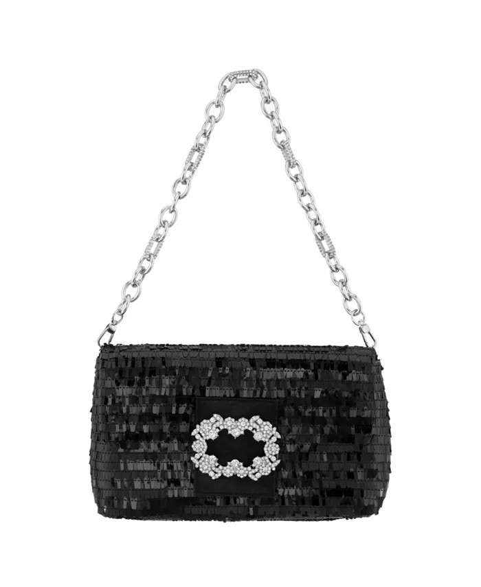 Women's Fringe Sequin Baguette Bag with Crystal Buckle Handbag | Macy's