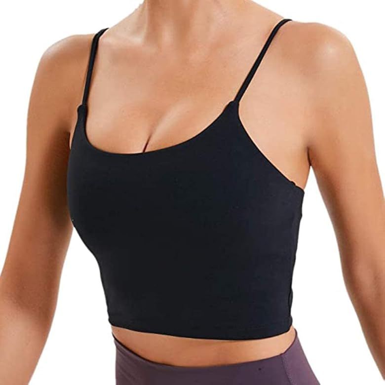Women's Yoga Tank with Built in Bra,Padded Sports Bra, Crop Tank Tops Wireless Cami Shirt Fitness Yo | Amazon (US)