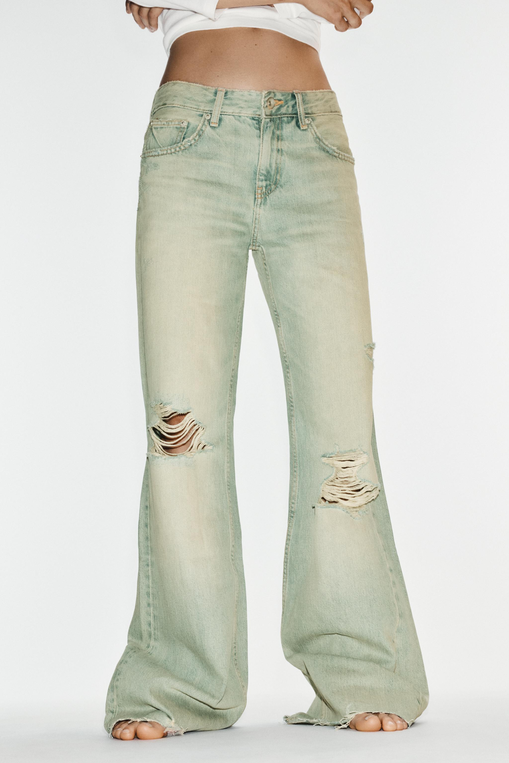 TRF MID-RISE DISTRESSED FLARE JEANS | Zara US