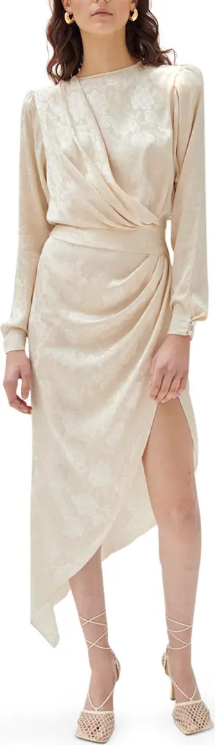 Ronny Kobo Arina Gathered Asymmetric Long Sleeve Silk Blend Dress | Nordstromrack | Nordstrom Rack