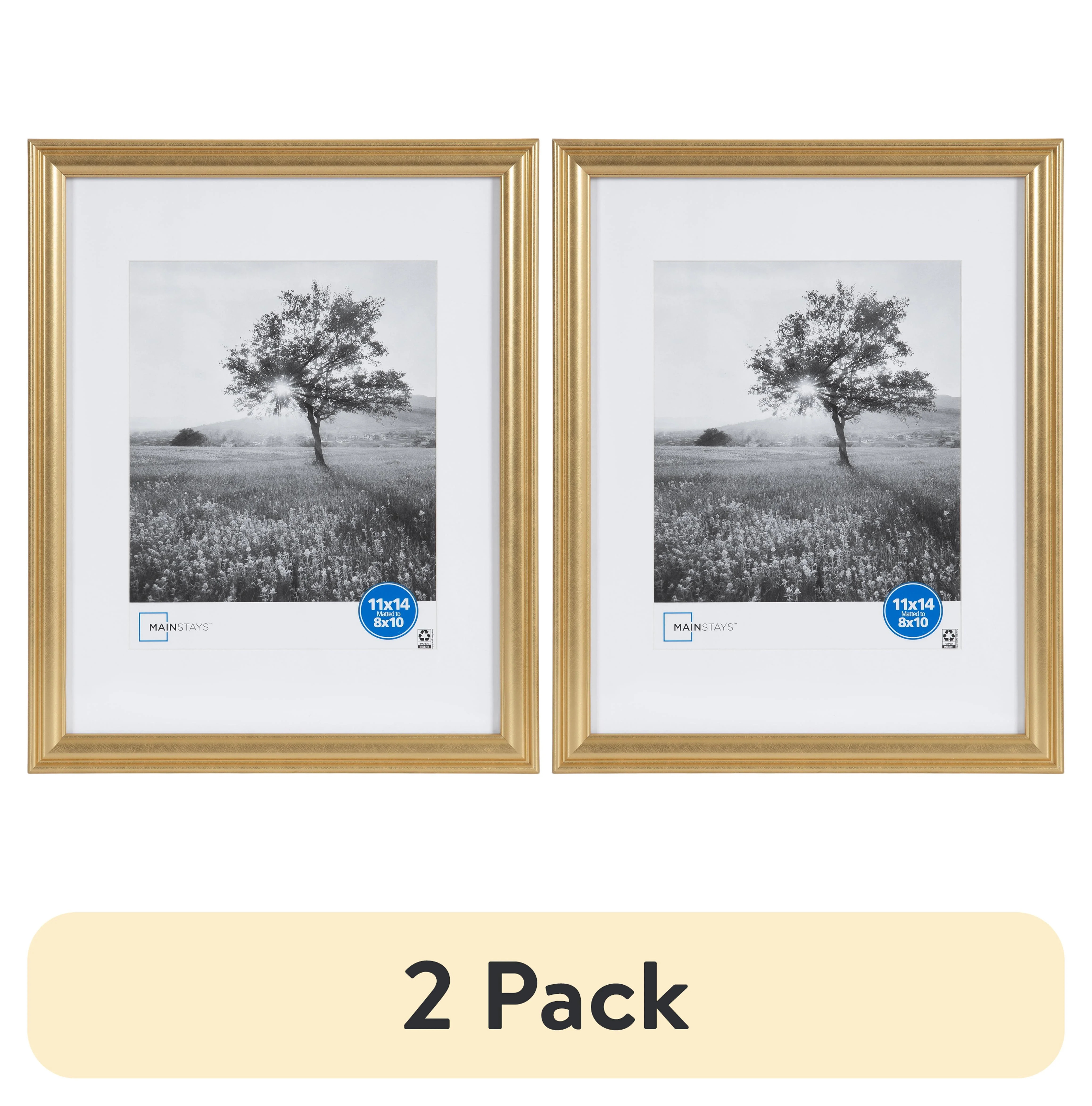 (2 pack) Mainstays 11x14 Matted to 8x10 Traditional Gallery Wall Picture Frame, Gold | Walmart (US)