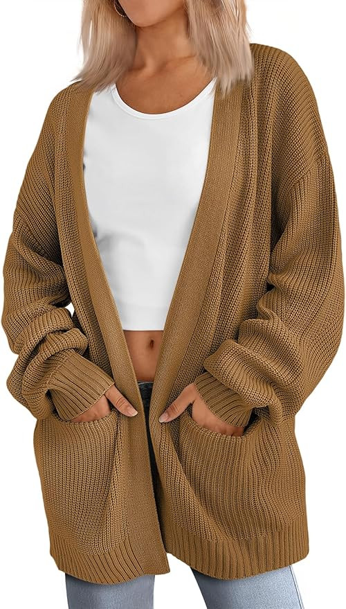 LILLUSORY Womens Oversized Cardigans Soft Knit Cardigan Sweater with Pockets | Amazon (US)
