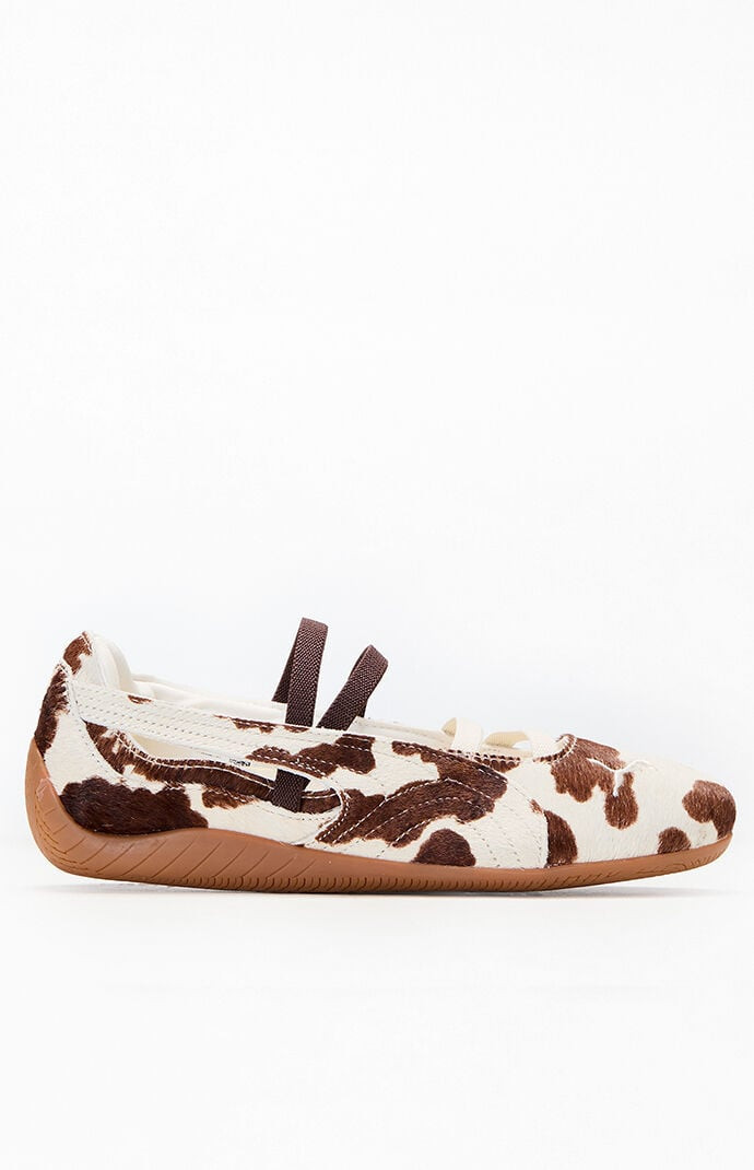 Puma Women's Speedcat Cow Print Ballet Flats in Brown/White - Size 7.5 | PacSun
