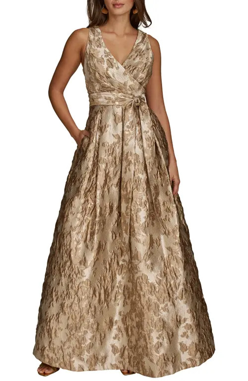 Donna Karan New York Metallic Jacquard Ballgown in Copper at Nordstrom, Size 14 | Nordstrom