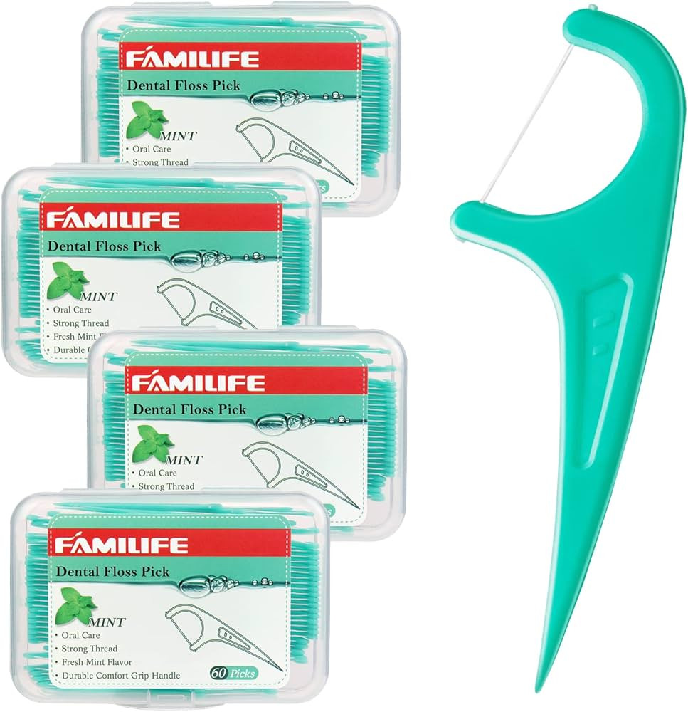 FAMILIFE Floss Picks, 240 Count Mint Dental Floss Cleaner, Tooth Picks Flossers with 4 Travel Han... | Amazon (US)