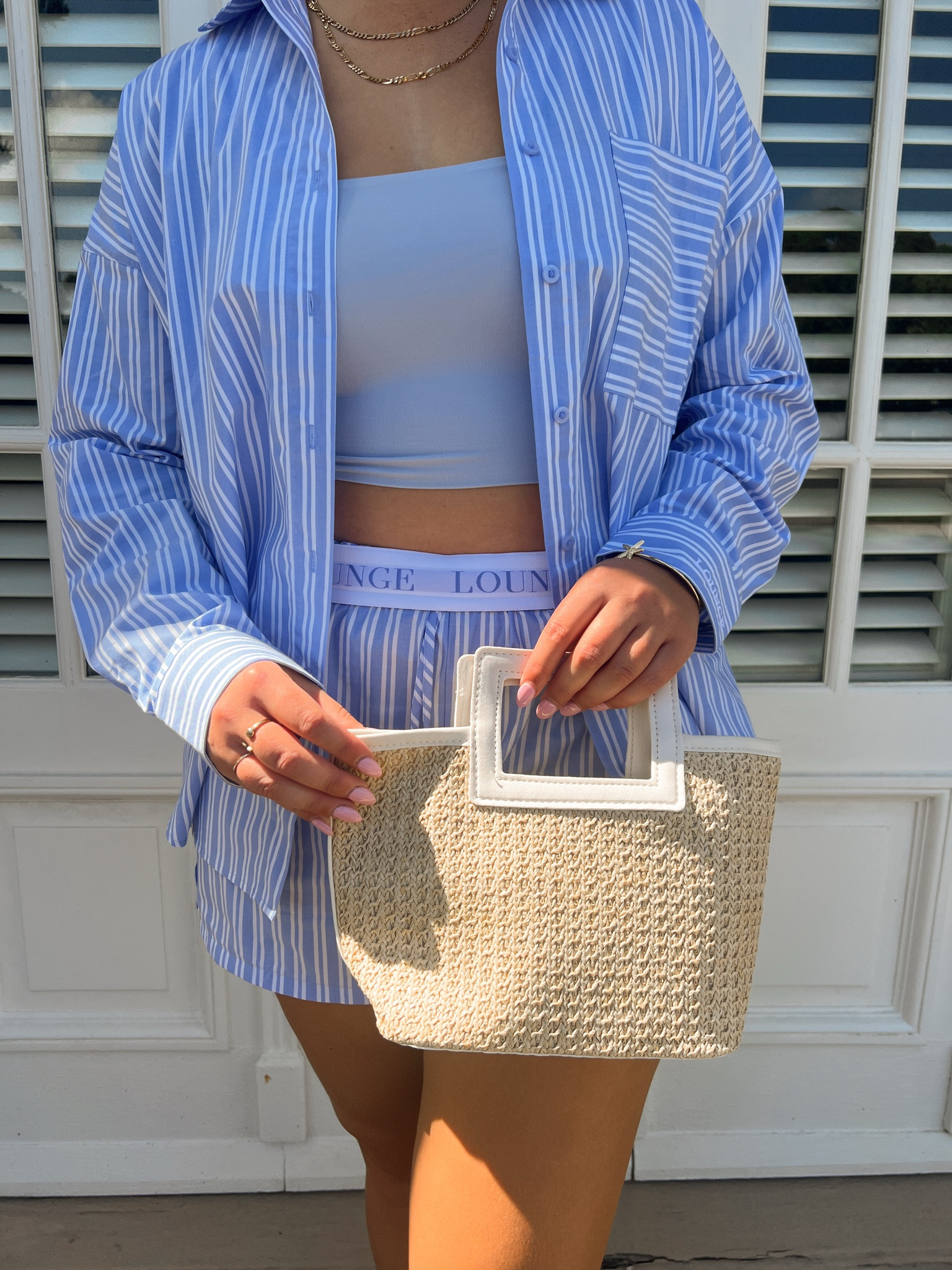 I am obsessed with beachy bags!! linked here :) 
