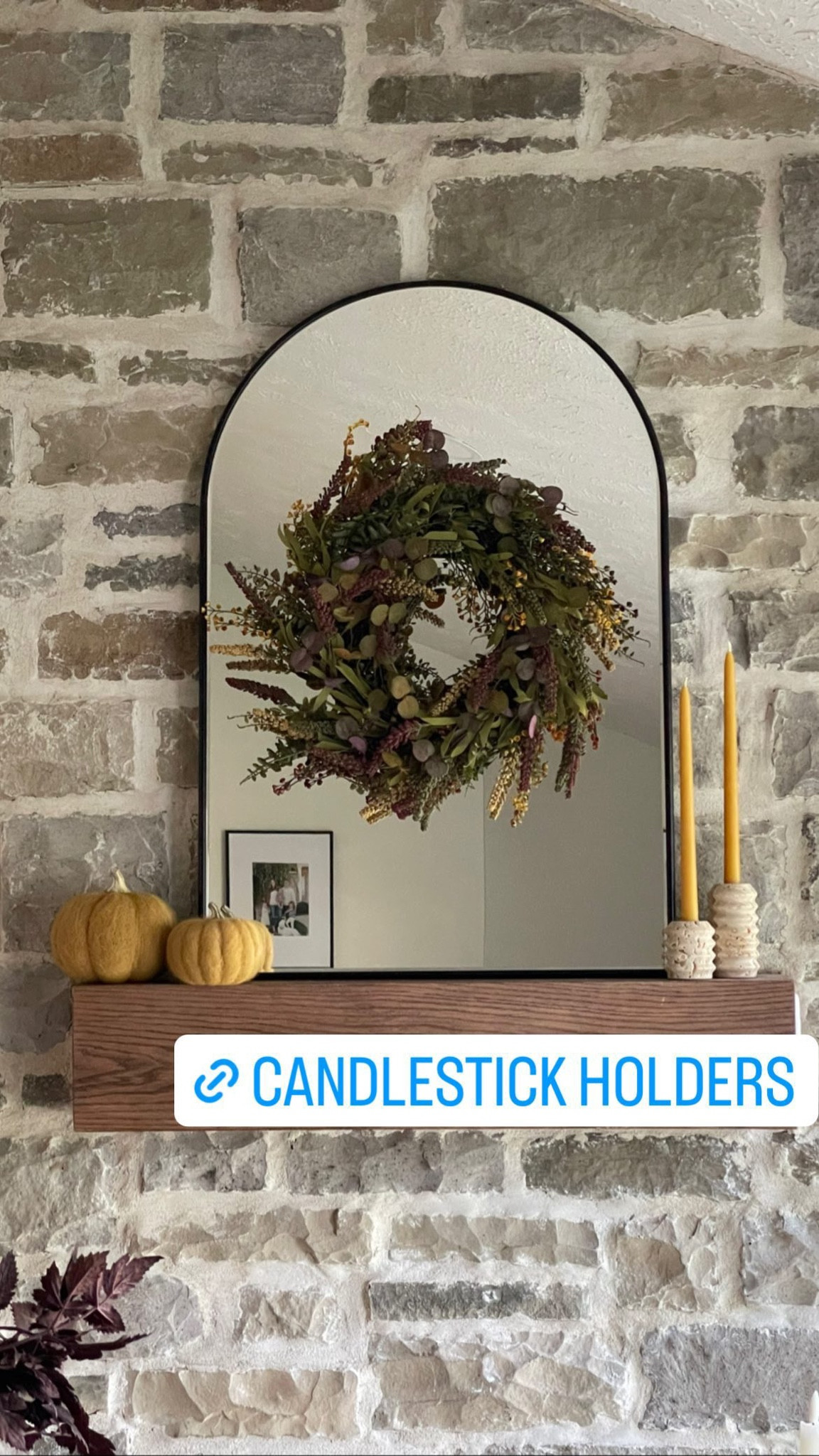 Fall decor. Candles. Candle stick holders. Wreath.

#LTKstyletip #LTKhome #LTKSeasonal