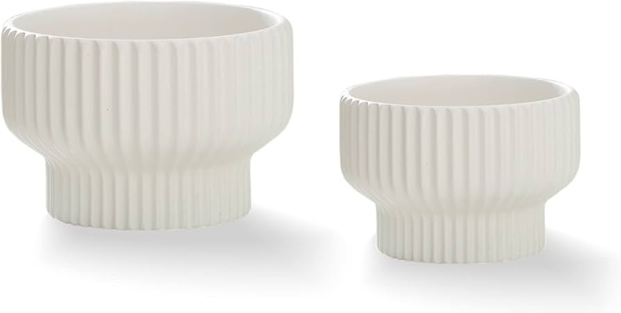 Puoyik 2-Piece Set of Flower pots 8/6 inches, Ceramic Flower pots with Drainage Holes, Indoor and... | Amazon (US)