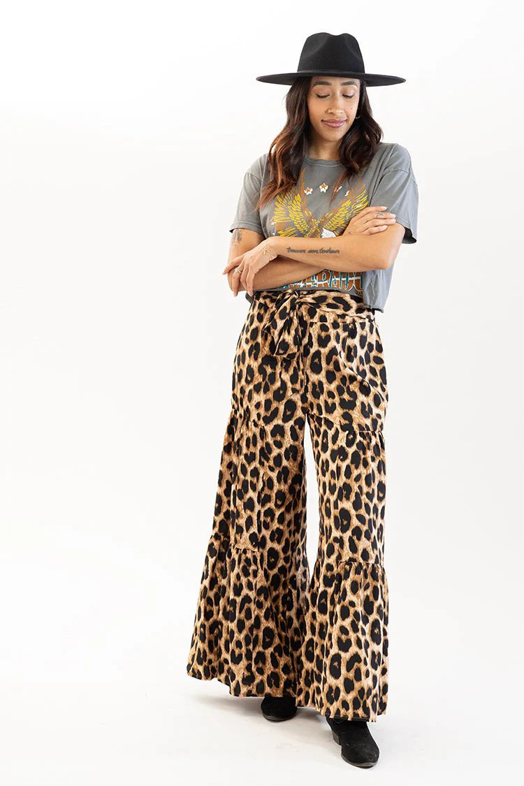 Leopard Palazzo Pants with Tie | Flea Style