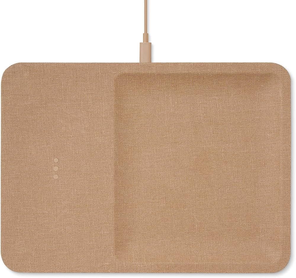 Courant Catch:3 - Belgian Linen Wireless Charging Station and Valet Tray (Camel) - Qi Certified -... | Amazon (US)