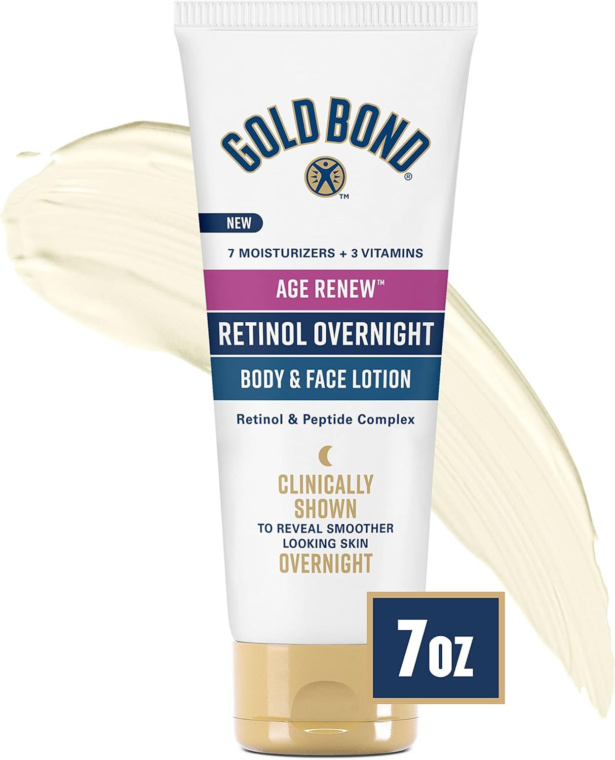 Gold Bond Age Renew Retinol Overnight Body & Face Lotion, with Retinol & Peptide Complex, 7 oz. | Amazon (US)