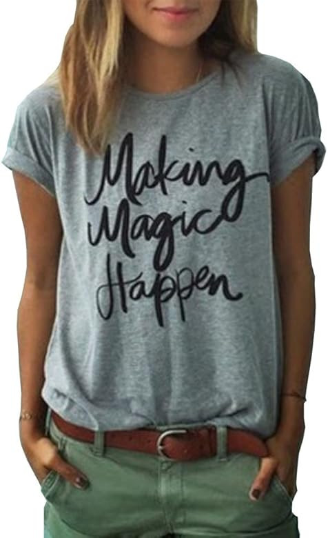 Women's Summer Street Printed Tops Funny Juniors T Shirt Short Sleeve Tees | Amazon (US)