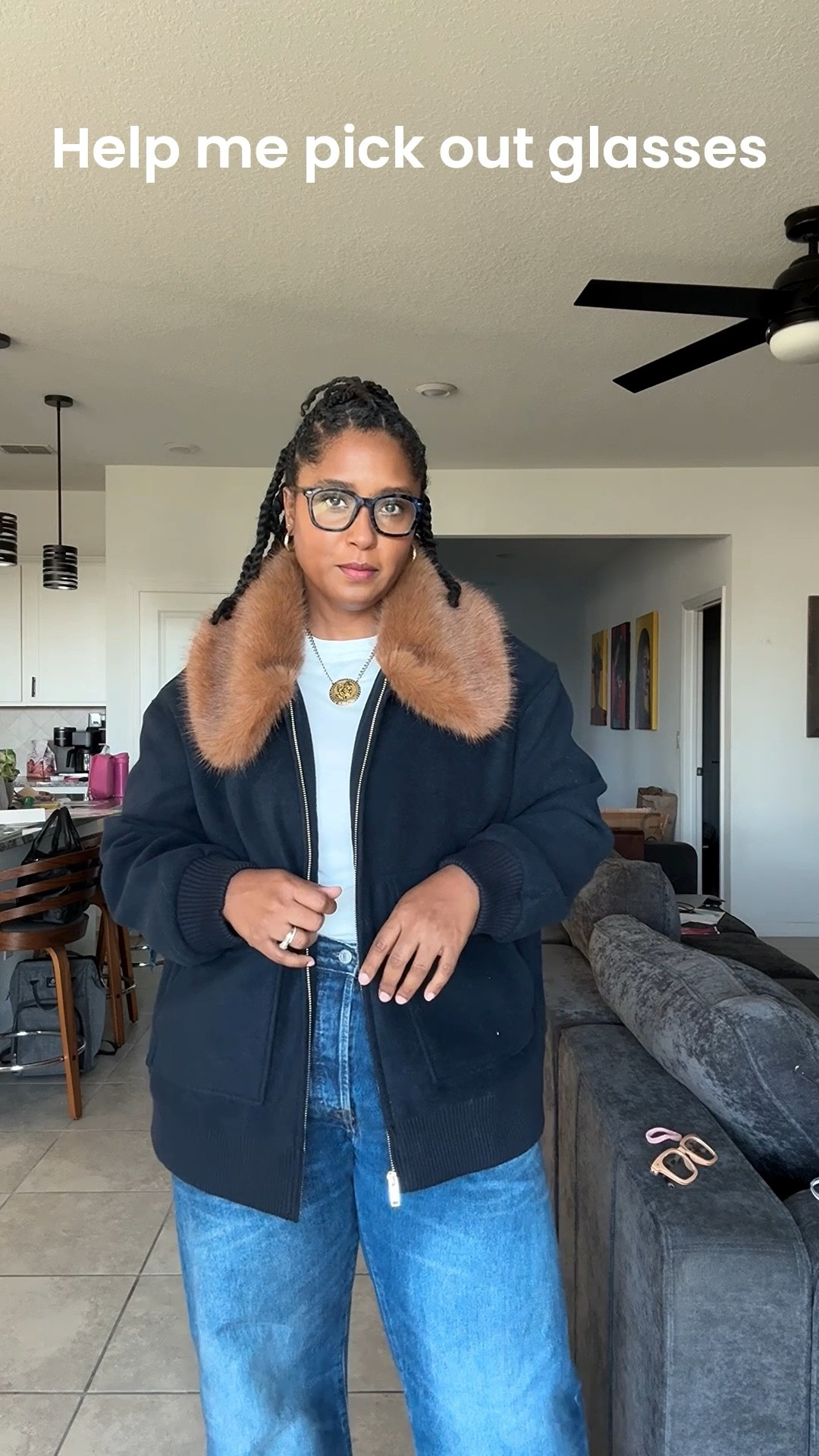 Rocking By Kahlana fur jacket and Gap 90s loose jeans (faves) in 36x36

Jacket is currently out of stock but sign up for notifications for when it’s in stock because it will probably come back. I’m rocking a Large. 

My glasses are a mix of Peepers, Pair Eyewear and Foster Grant  

#LTKmomlife #LTKdayinmylife #LTKmorningroutine
