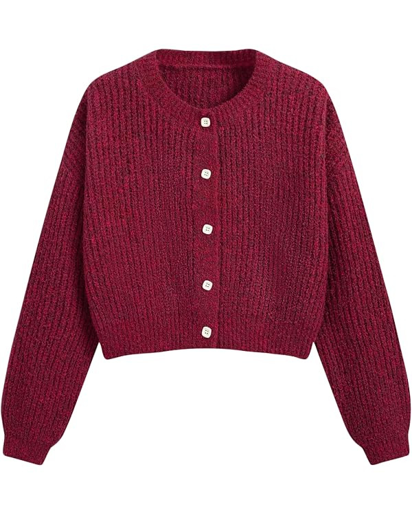 CIDER Cardigan Sweaters for Women Trendy Knit Crew Neck Button Down Cardigan Solid Long Sleeve Kn... | Amazon (US)