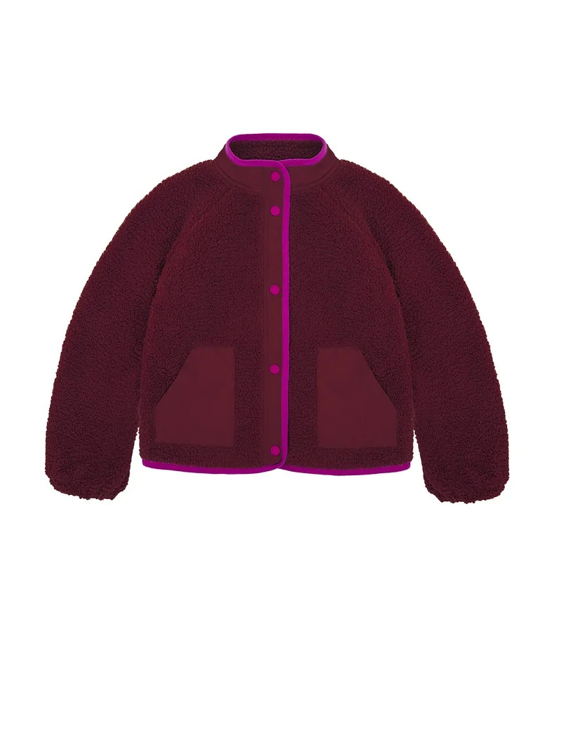 Wonder Nation Big Girls Boucle Mixed Media Jacket, Sizes 4-18 | Walmart (US)