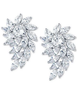 Swarovski Zirconia Crystal Cluster Drop Earrings in Sterling Silver | Macys (US)