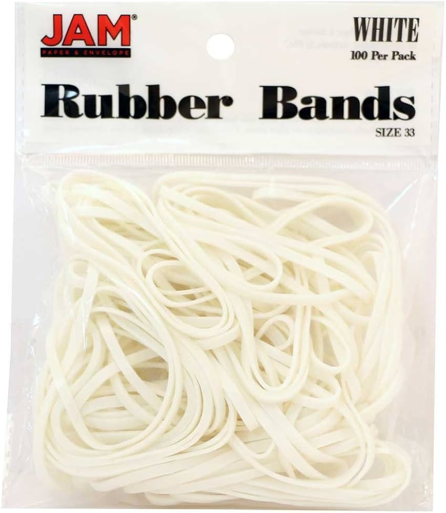 JAM PAPER Colorful Rubber Bands - Size 33 - White Rubberbands - 100/Pack | Amazon (US)