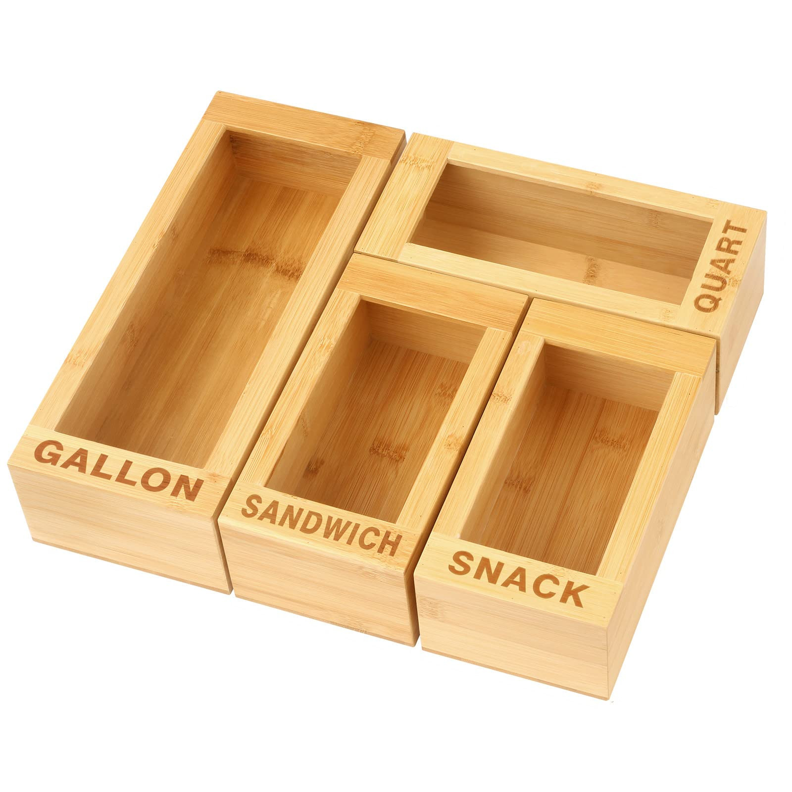 Ziplock Bag Storage Organizer, Upgraded Bamboo Zip Lock Bags Container for Drawer, Baggie Dispens... | Amazon (US)