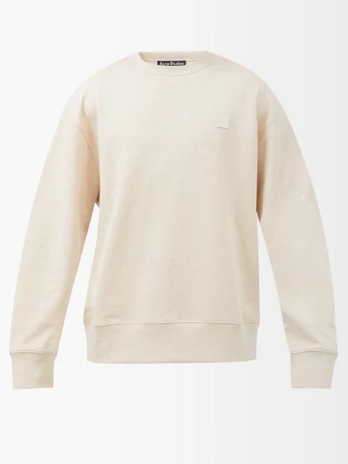 Acne Studios - Face-patch Cotton-jersey Sweatshirt - Mens - Cream | Matches (US)