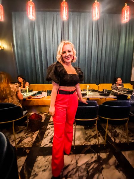 Organza puff sleeve crop top outfit, hot pink pants outfit idea, how to wear hot pink trousers, fuchsia trousers look, ootd, girls night out 

#LTKunder100 #LTKcurves #LTKstyletip