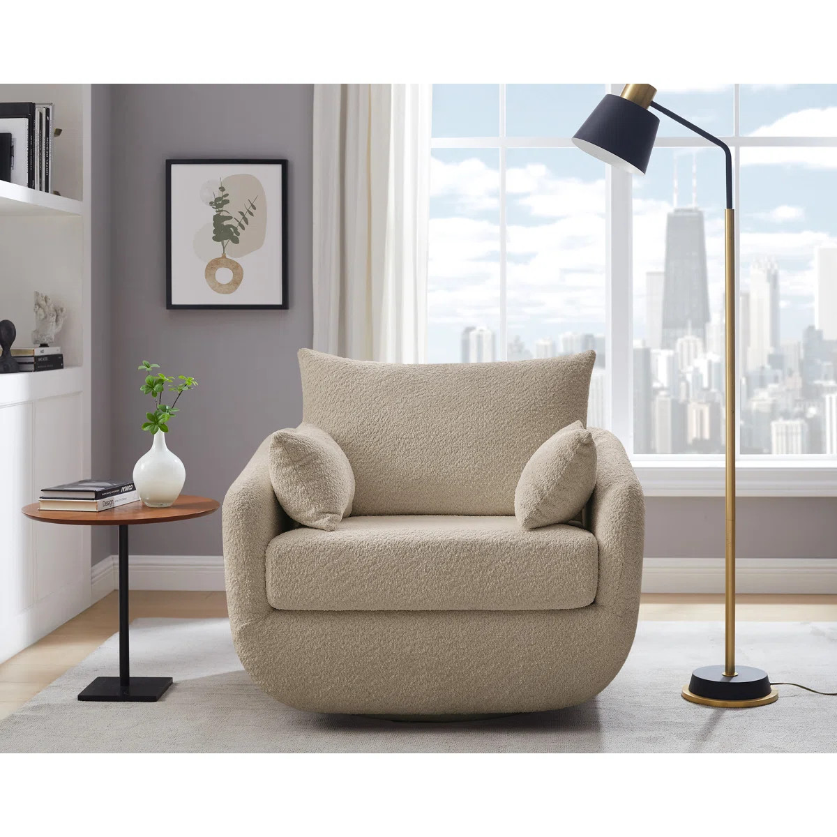 Rayel 40 "Width Boucle Swivel Single Chair Sits Deep And Comfortable | Wayfair North America