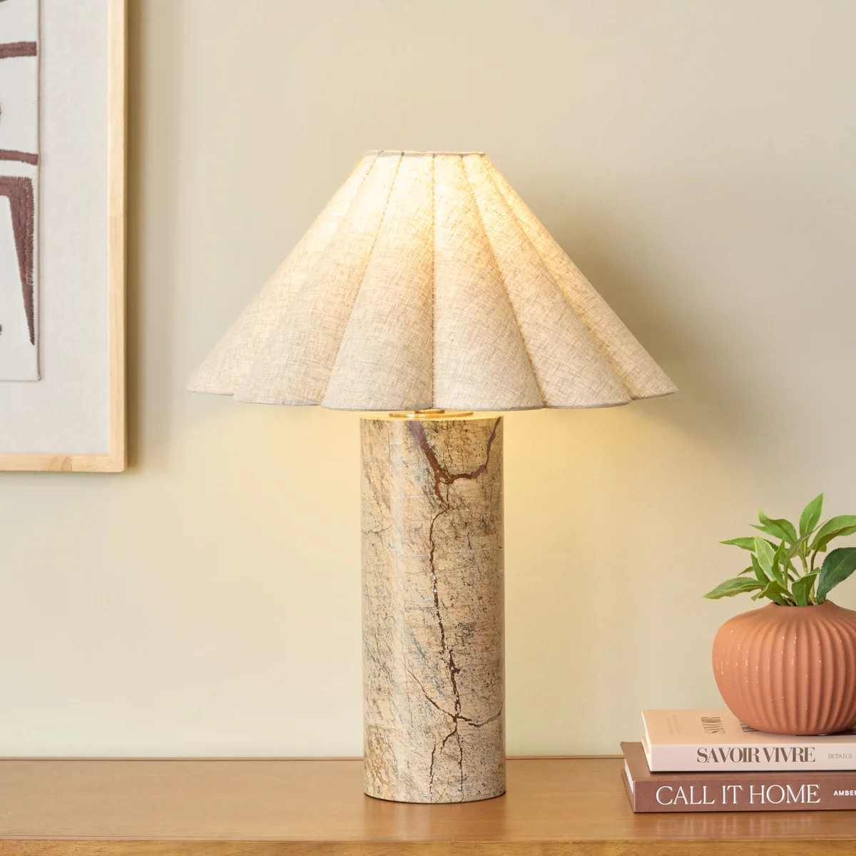 Emilie 21 Inch Marble Table Lamp | Wayfair North America