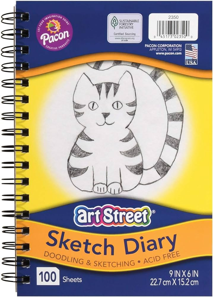 Art Street Sketch Book, Lightweight, 9" x 6", 100 Sheets | Amazon (US)