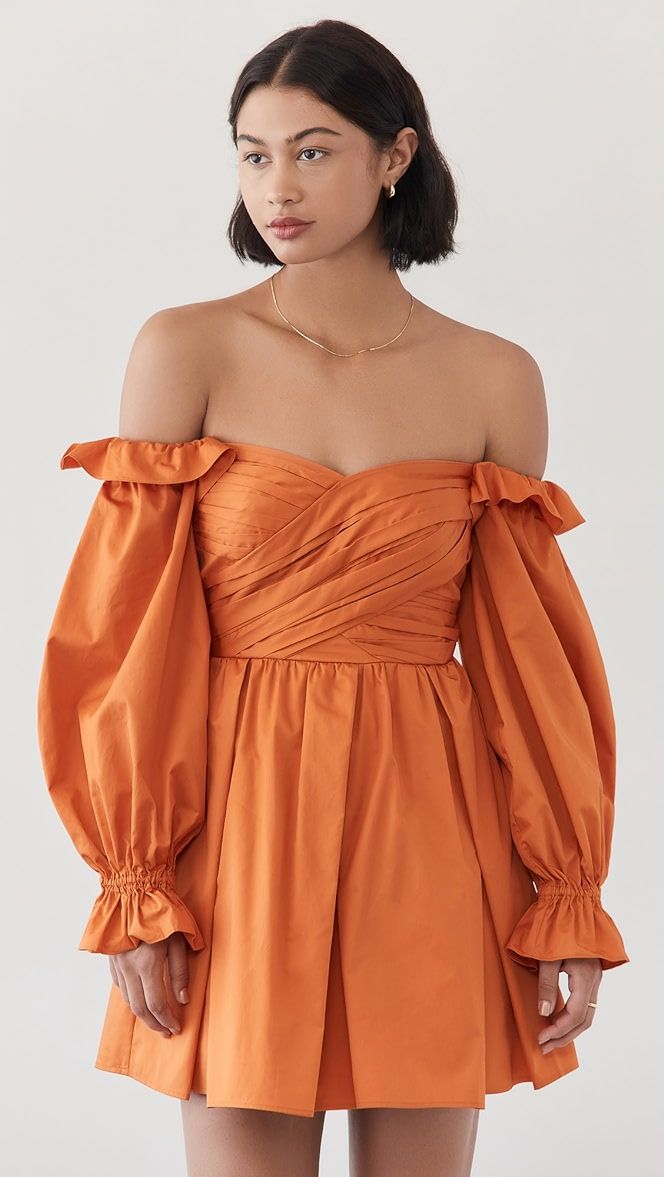 Burnt Orange Off Shoulder Mini Dress | Shopbop