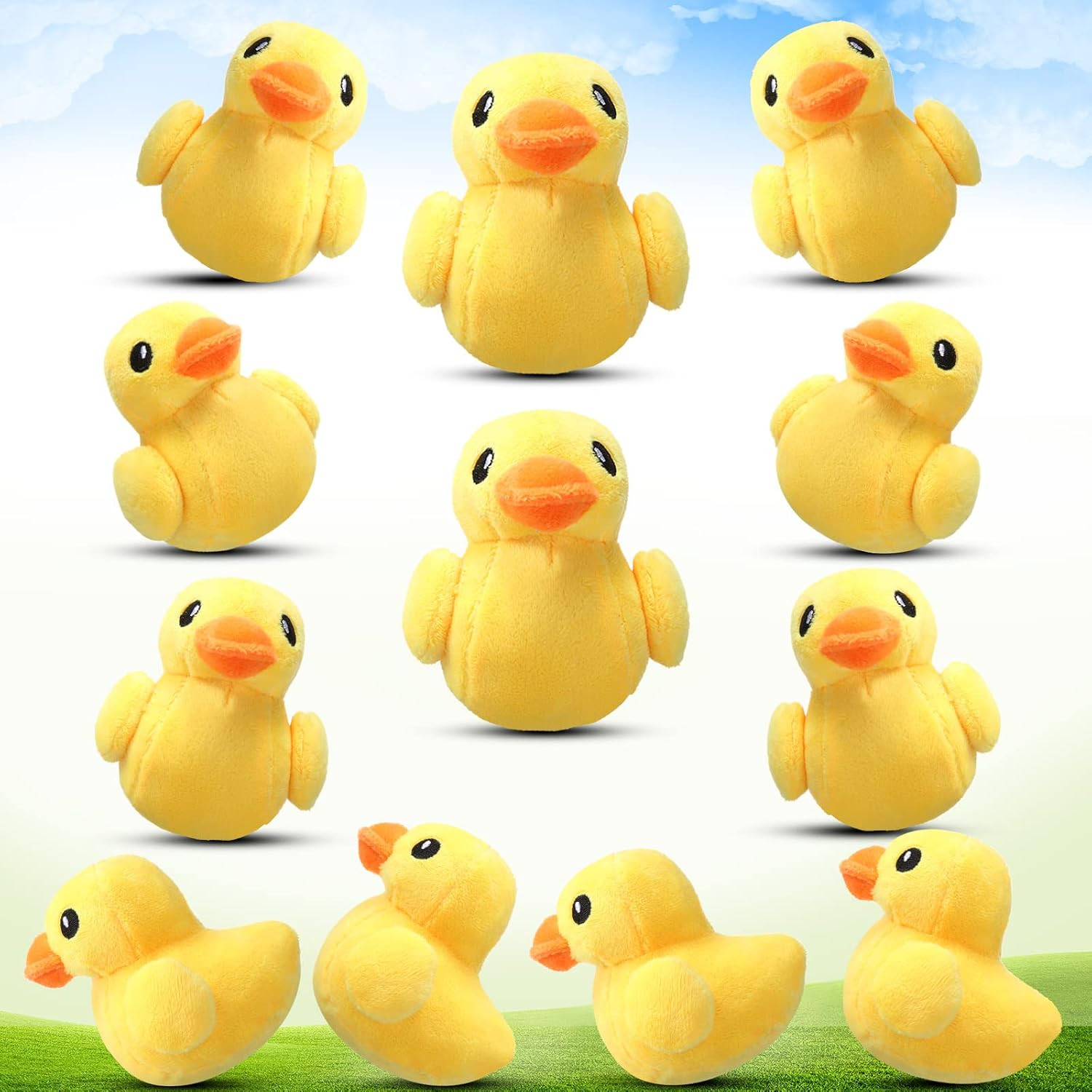 Skylety 12pc Yellow Duck Plush Set - 4in Stuffed Animal for Kids, Room Decor, Theme Parties & Bab... | Amazon (US)