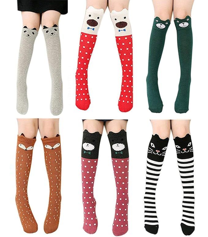 Gellwhu Girls Socks Knee High Socks Cotton Over Calf Long Boot Socks Gifts for Girls Teens Kids | Amazon (US)