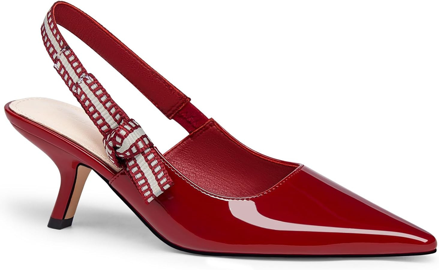 Coutgo Womens Slingback Kitten Heels Closed Pointed Toe Bowknot Knitted Slip On Work Pumps Dress ... | Amazon (US)