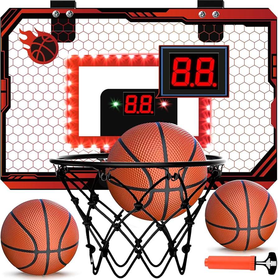 Mini Basketball Hoop Indoor, Over The Door Basketball Hoops with Led Lighting, Mini Hoop with Ele... | Amazon (US)