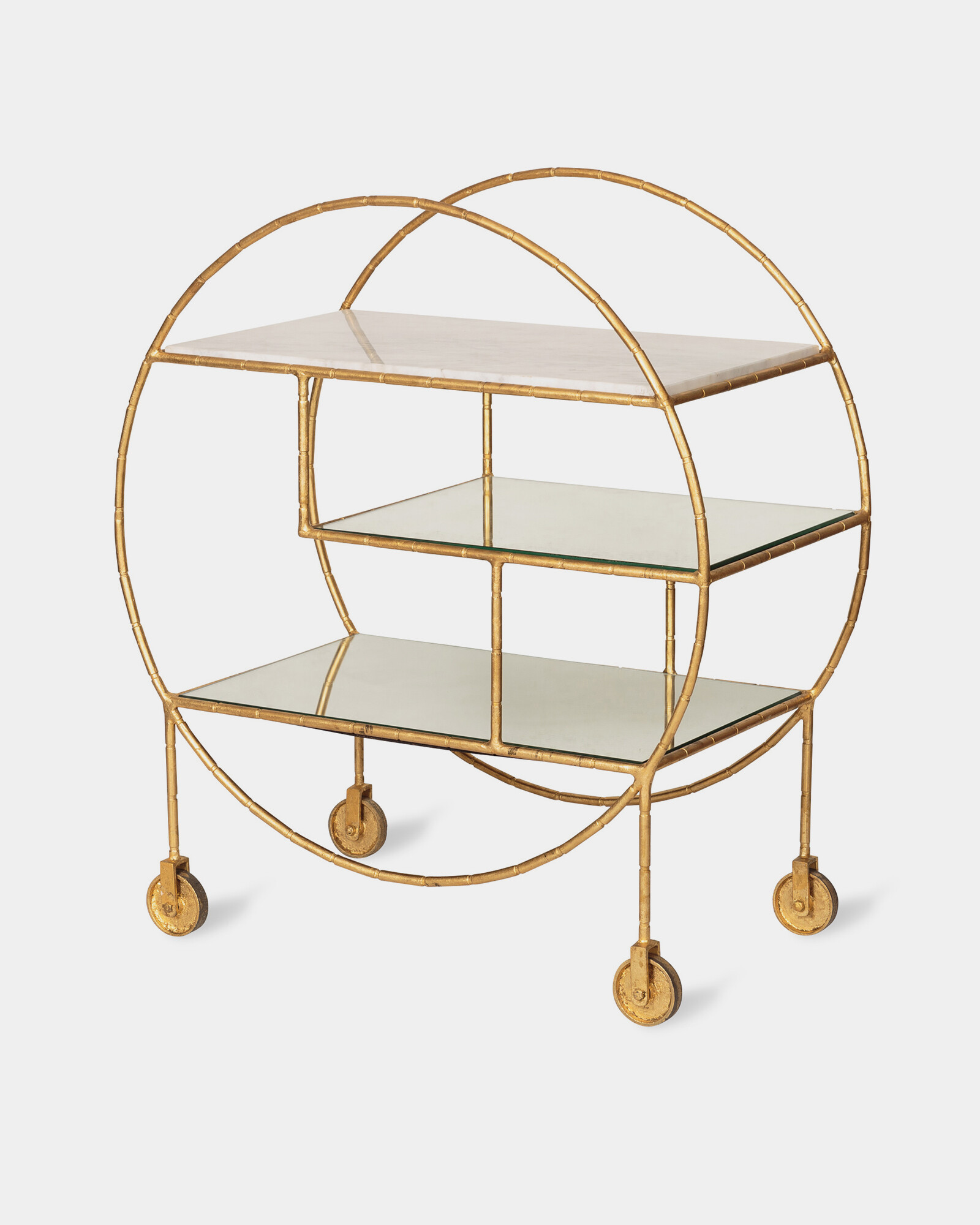 Luxe Round Bamboo Gold Drinks Trolley Bar Cart | Oliver Bonas | Oliver Bonas (Global)