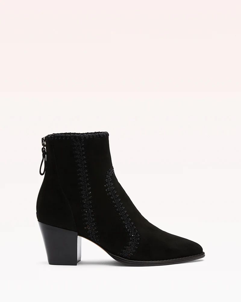 Benta Low Heel Ankle Bootie in Black Suede | Alexandre Birman | Alexandre Birman