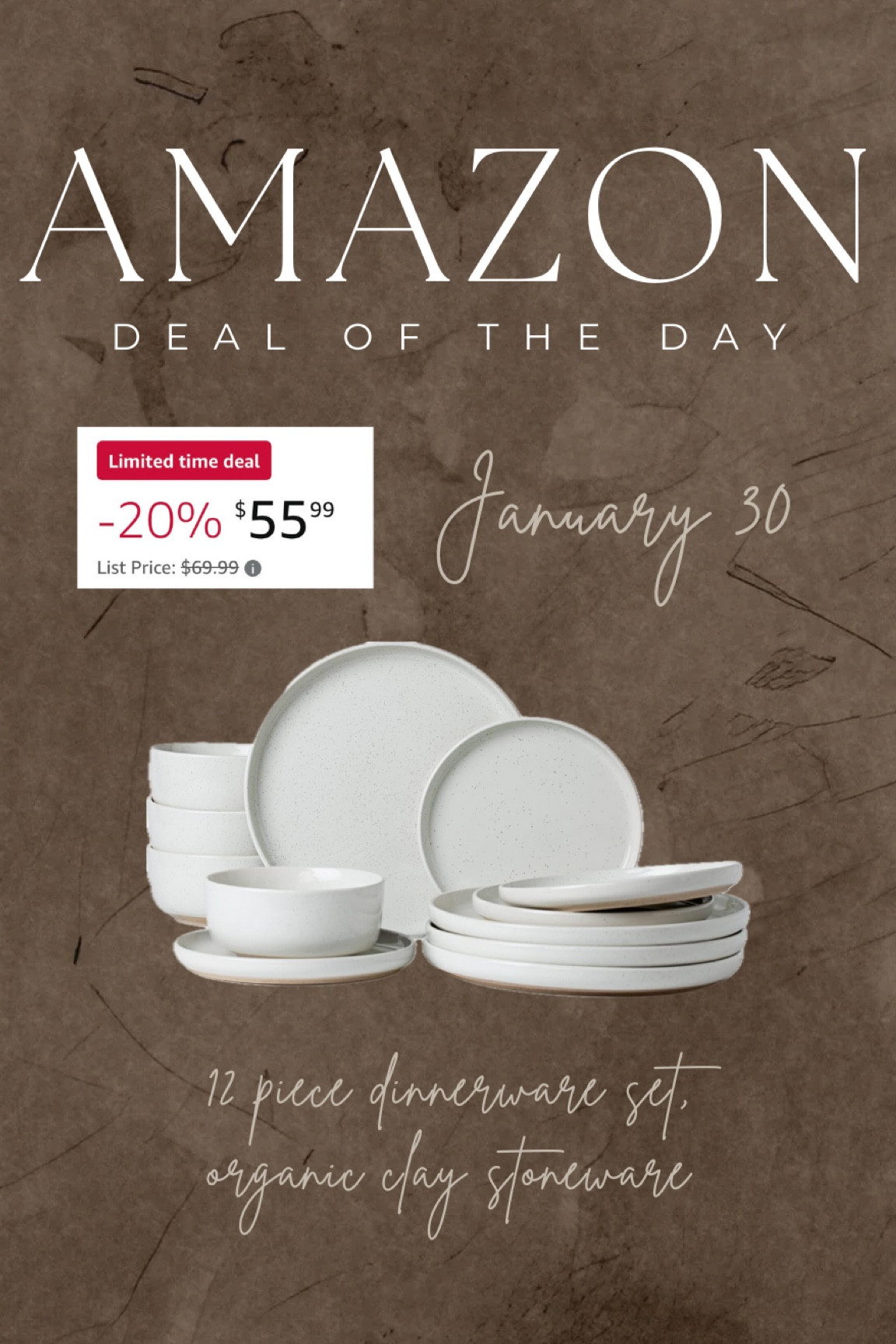 Deal of the Day- 12 piece dinnerware set, organic clay stoneware

#LTKGiftGuide #LTKHome