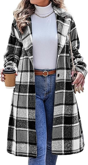 IN'VOLAND Womens Plus Size Flannel Plaid Shacket Jacket Button Down Long Sleeve Lounge Boyfriend ... | Amazon (US)