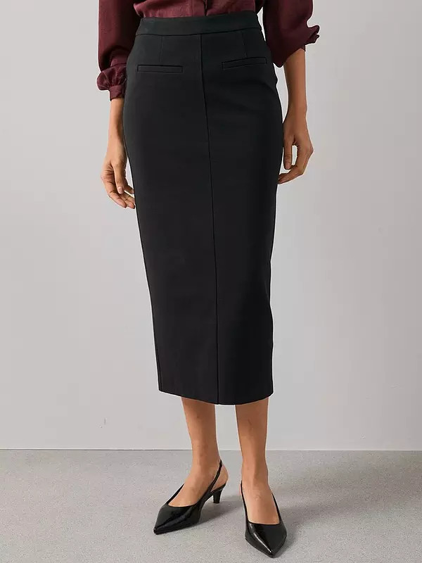 The Very Collection Seamed Ponte Midi Skirt - Black | Very (UK)