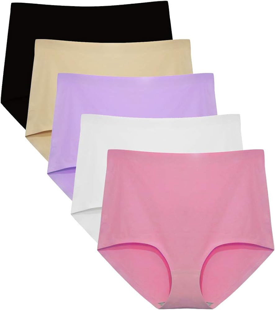 FallSweet No Show High Waist Briefs Underwear for Women Seamless Panties Multi Pack | Amazon (US)