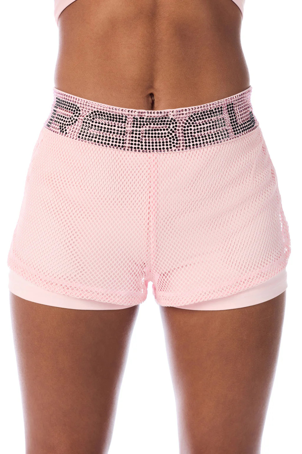 Sheer Energy Mesh Overlay Shorts in Pink | Rebel Athletic
