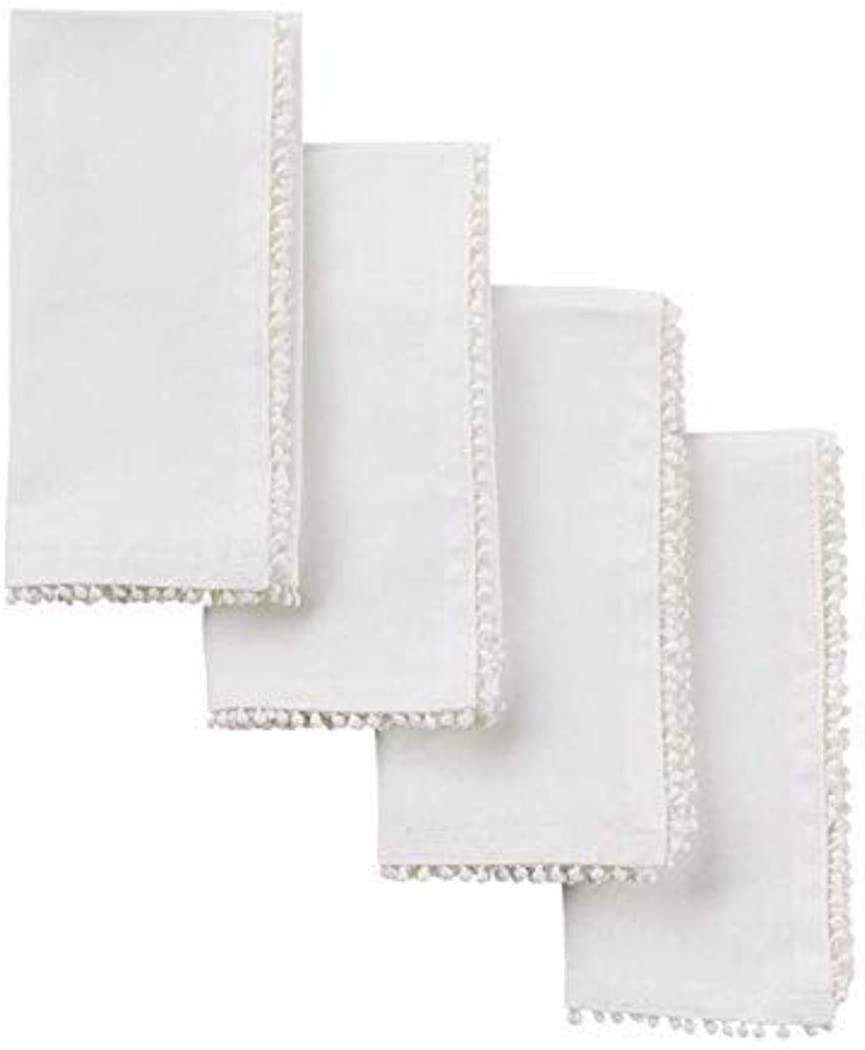 WHITE POM NAPKIN SET, 16' x 16' - Walmart.com | Walmart (US)